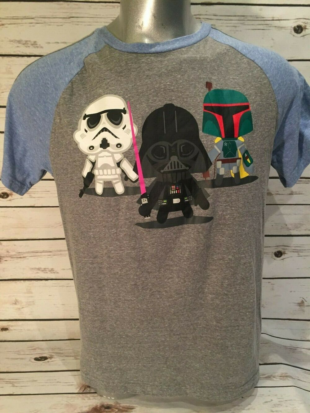 Star Wars Animated Darth Vader Light Saber Storm Trooper Two Tone TShirt T Shirt